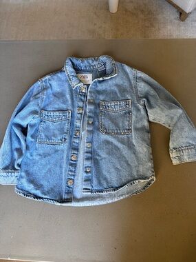 Zara Kids Light Blue Denim Button-Front Jacket